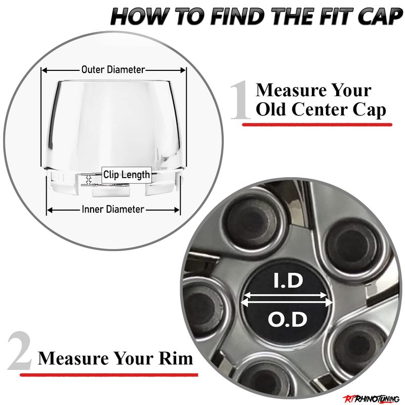 RTRHINOTUNING 4 PCS 69.5 mm Wheel Center Caps Compatible with Ultralite Mini Wheels SPML2 SPML3 SPML5, OD: 2.74 in / 69.5 mm ID: 2.56 in / 65 mm Chrome Hub Caps - Image 5